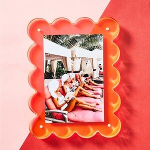 Anthropologie Orange Scalloped Picture Frame